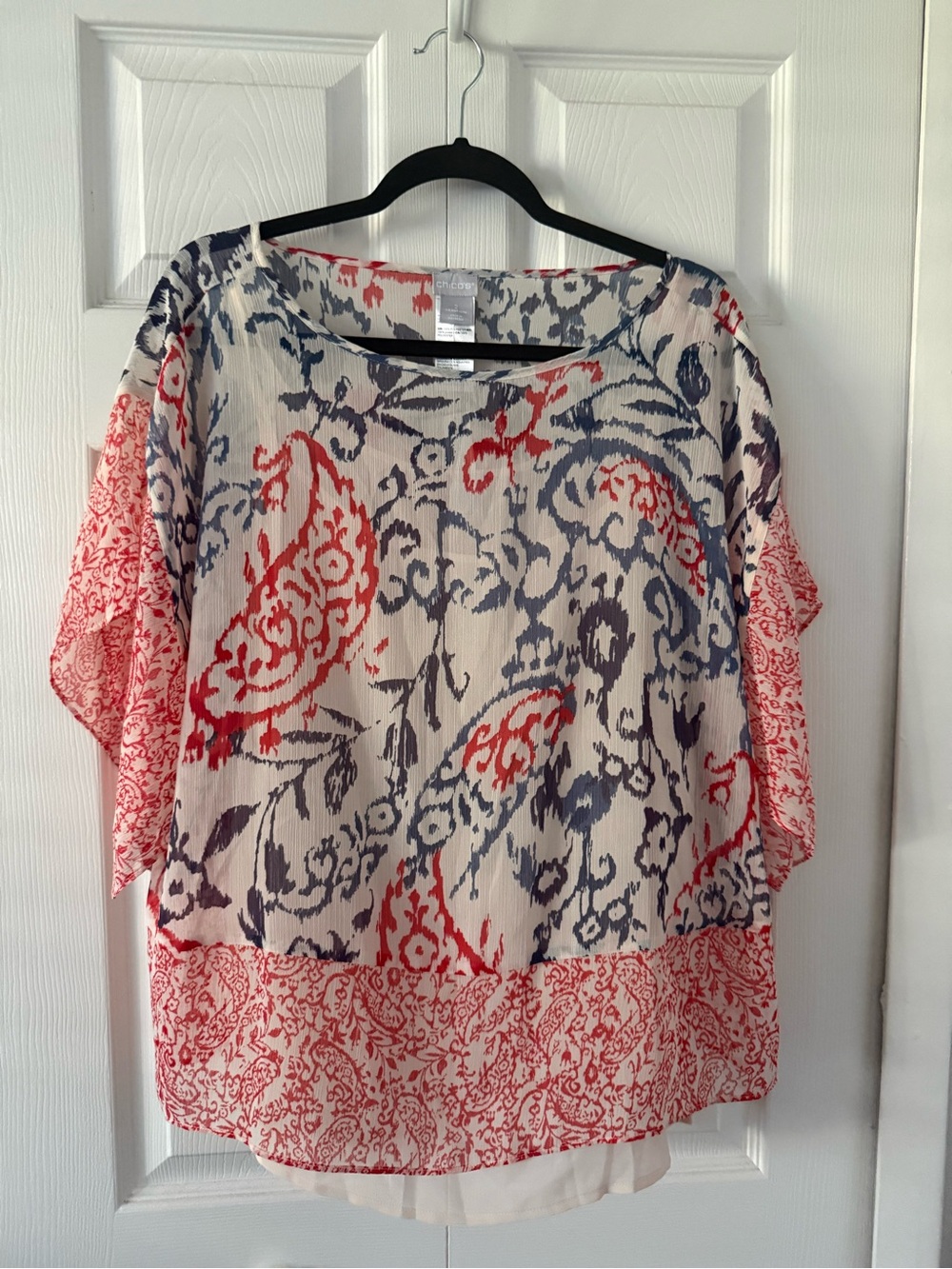 NWT Chico's Paisley Ikat Print Easy Top